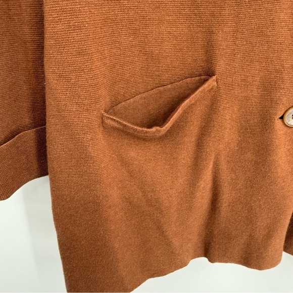 Michael Stars Two Button Cardigan Blazer Size Medium Brown Pockets Cotton Women - Picture 4 of 9